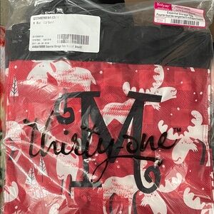 Thirty-One Essential Storage Red and Black Moosin’ Around Tote Embroidered “M”